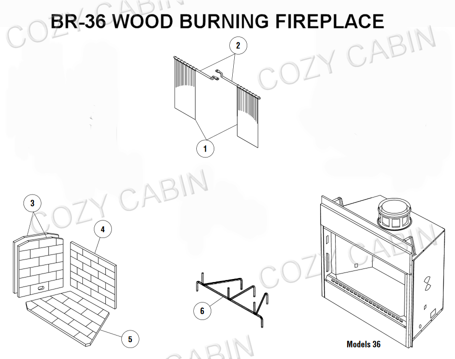 WOOD BURNING FIREPLACE (BR-36) #BR-36